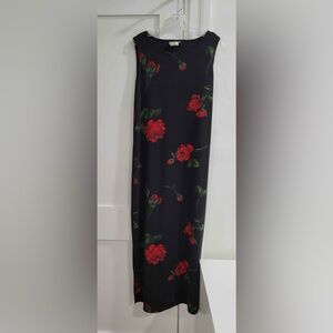 G.A.S. black floral (roses) sleeveless dress